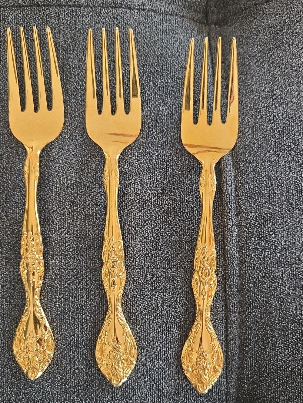 Vintage Golden Baroque Rose Dessert Forks - Set of 6